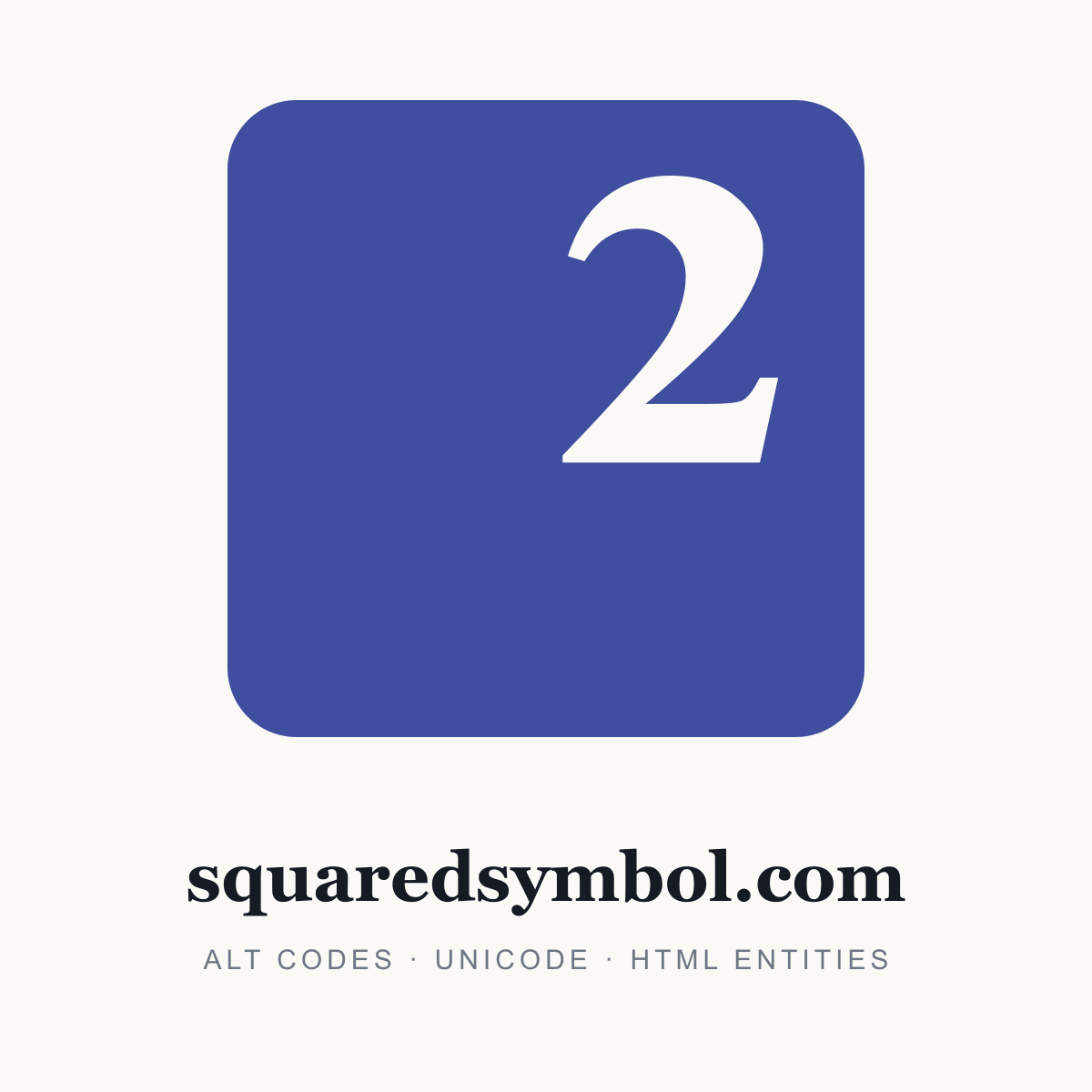 Squared symbol poster — ² on an indigo tile, squaredsymbol.com